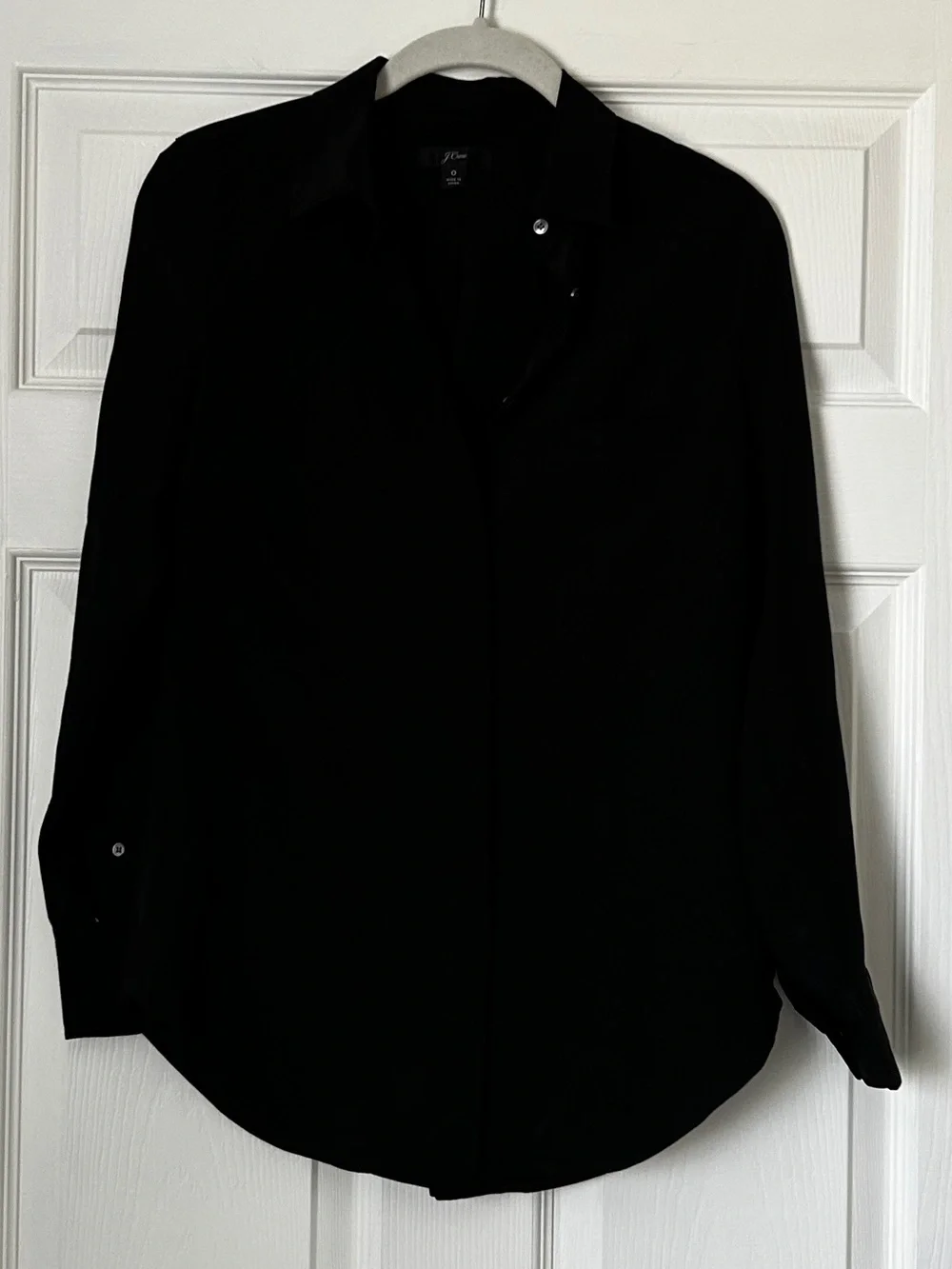 J. Crew Silk Black Long-Sleeve Button-Down Shirt